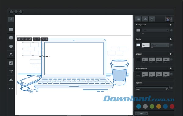 Giao diện phần mềm thiết kế đồ họa Vectr cho macOS