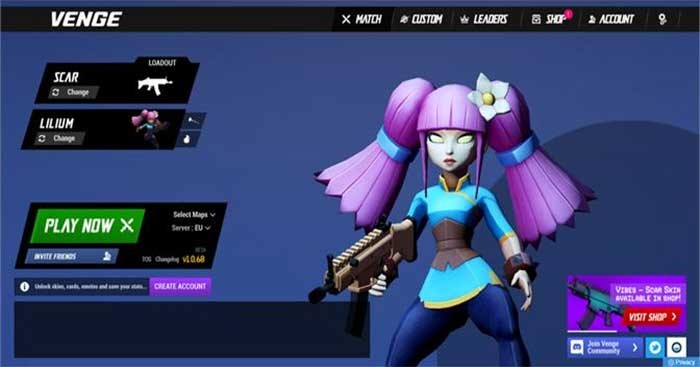 Venge.io là game FPS nhiều người chơi với cơ chế Capture the Flag