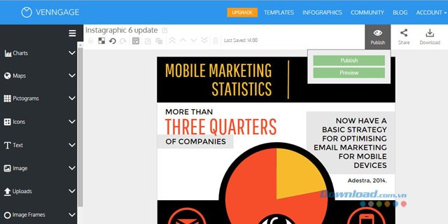Publish tác phẩm Infographic với Venngage