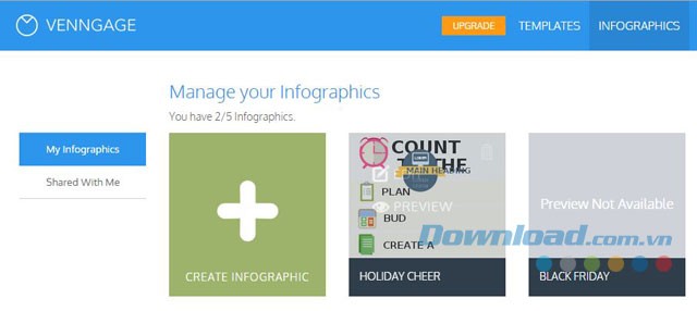 Danh mục Infographic đã tạo trên Venngage