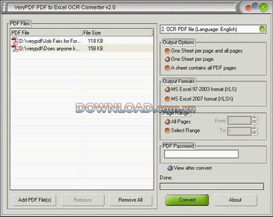 VeryPDF PDF to Excel Converter