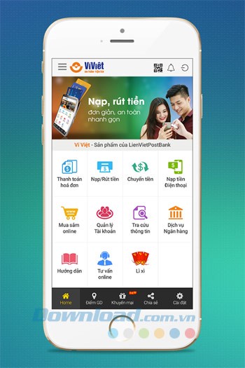 Giao diện chính Ví Việt