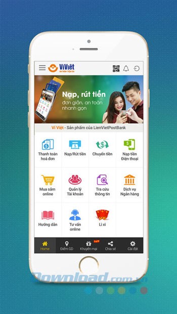 Giao diện Ví Việt