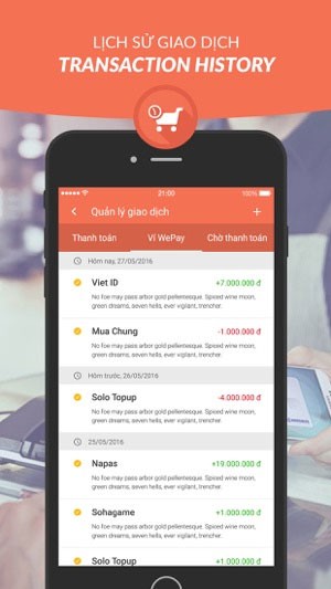 Quản lý giao dịch trên Vi WePay