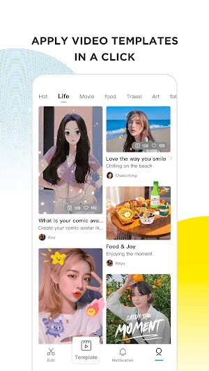 Áp dụng template video bằng một chạm