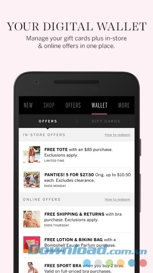 Tích hợp ví điện tử tiện lợi trong Victoria’s Secret cho Android
