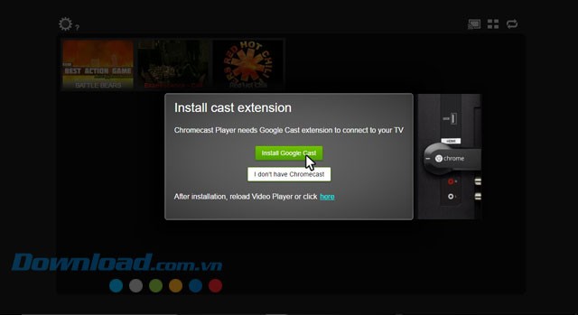 Cài đặt Google Cast