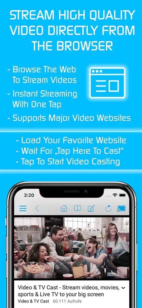 Video & TV Cast for Samsung Smart TV cho iOS stream video chất lượng cao
