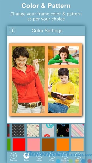 Chọn khung ảnh màu và họa tiết