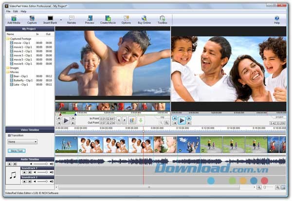 VideoPad Video Editor cho Mac cung cấp bộ công cụ chỉnh sửa video mạnh mẽ