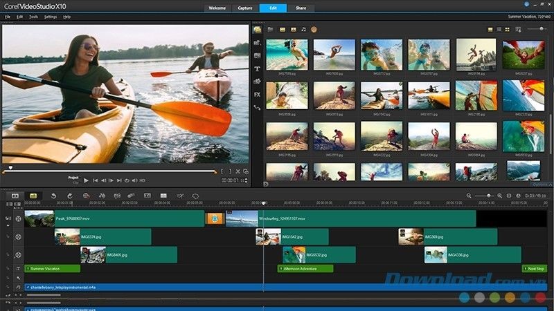Giao diện chính của ứng dụng chỉnh sửa video Corel VideoStudio Ultimate cho máy tính