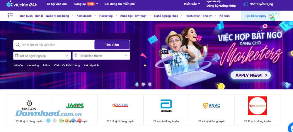 Trang chủ tìm kiếm việc làm - Việc Làm 24h