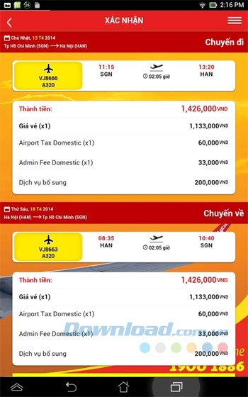 Xác nhận chuyến bay