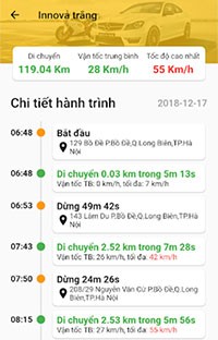 Giao diện theo dõi hành trình trên Vietmap Motrak cho iOS