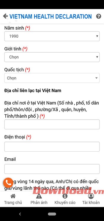 Tải ứng dụng Vietnam Health Declaration