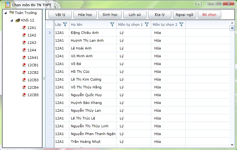 Chọn môn thi Tốt nghiệp THPT