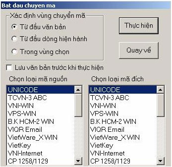 Chuyển mã văn bản trên VietSpell