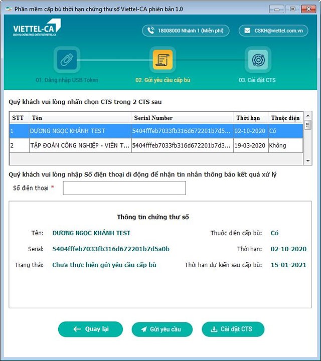 Giao diện Viettel-CA