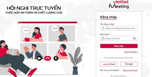 Giao diện đăng nhập tài khoản Viettel Meeting