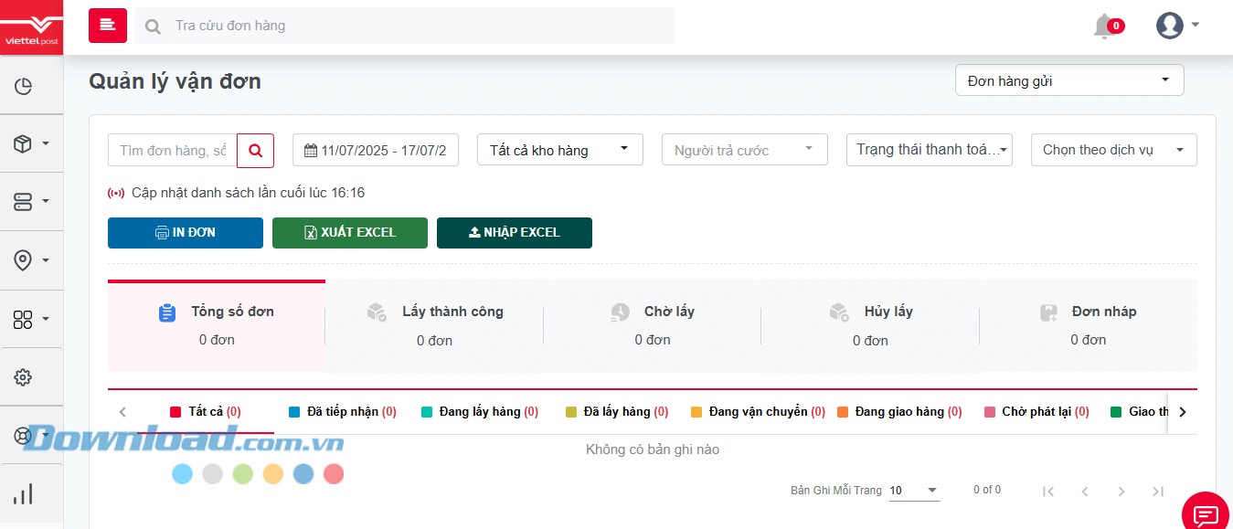 Quản lý vận đơn trên trang ViettelPost