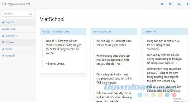 Giao diện chính Viettest