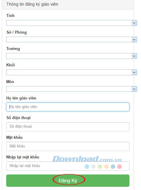 Đăng ký tài khoản giáo viên