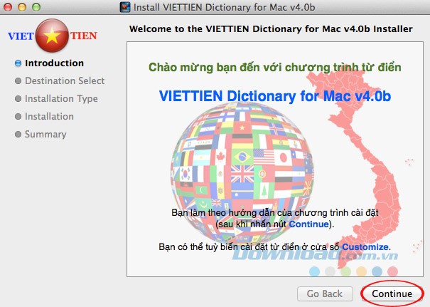 Tiếp tục cài đặt VietTien Dictionary