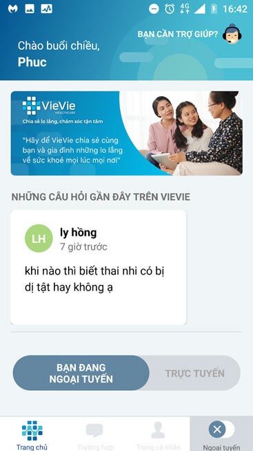 Trang chủ của ứng dụng VieVie