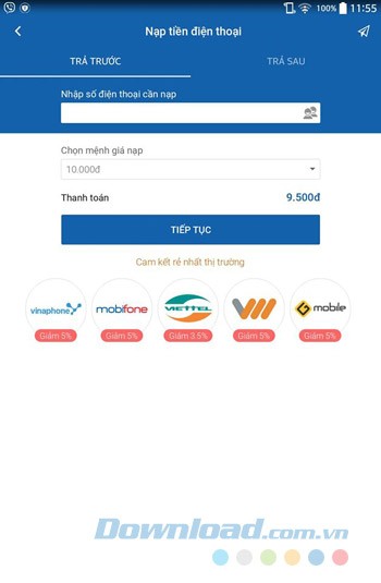 Nạp tiền điện thoại