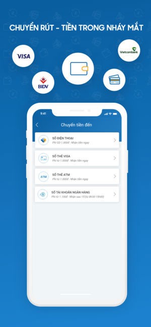 Giao diện Ví điện tử Vimo trên iPhone