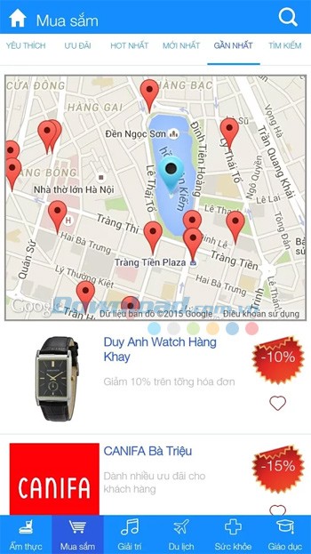 VinaPhone Plus cung cấp bản đồ chỉ địa điểm ưu đãi