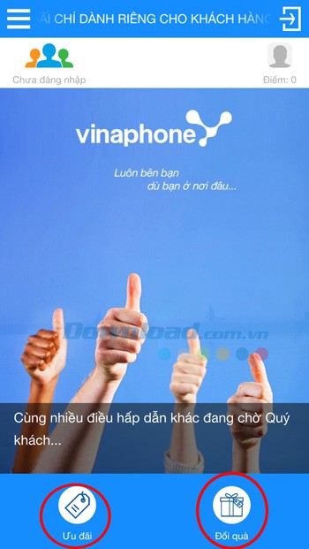 Giao diện chính của VinaPhone Plus