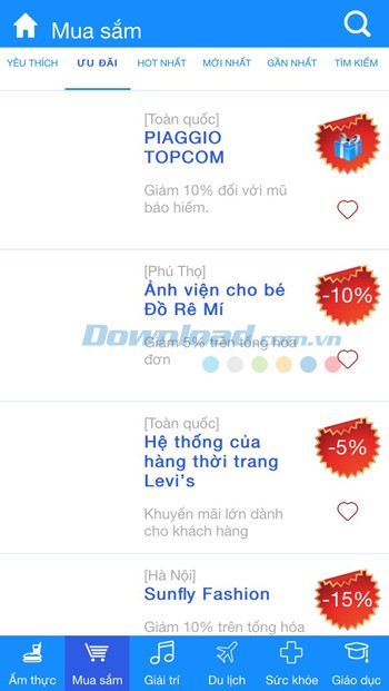 Ưu đãi được sắp xếp theo nhiều tiêu chí khác nhau