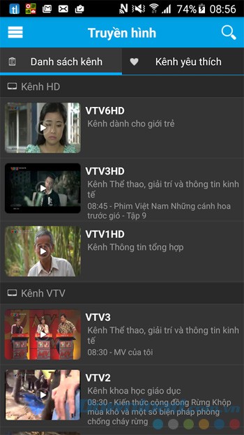 Danh sách kênh truyền hình của VinaPhone TV