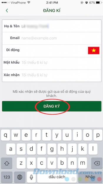 Điền thông tin đăng ký