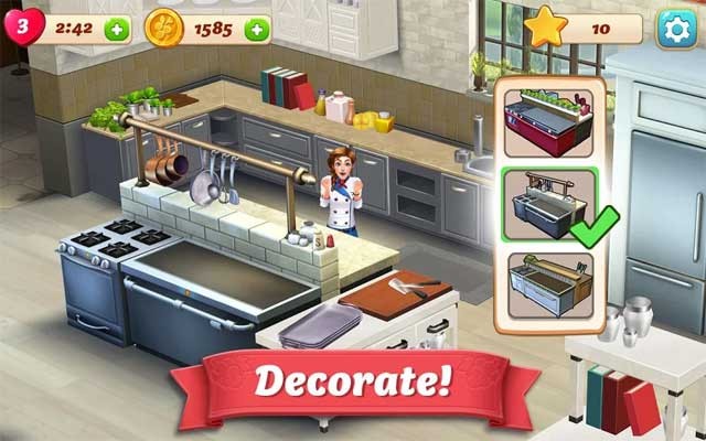 Thiết kế, trang trí cho căn bếp của khu nghỉ mát trong game Vineyard Valley for Android