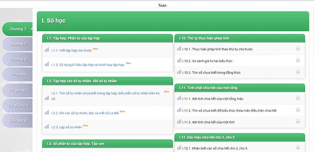 Chương trình học của lớp học cụ thể trên VioEdu