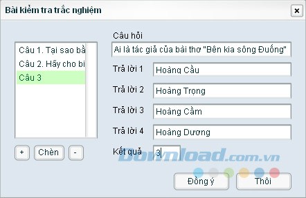 Bài kiểm tra trắc nghiệm