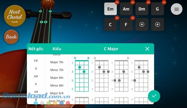 Bảng hợp âm của Violin
