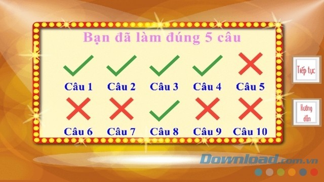 Xem kết quả đúng, sai sau khi làm xong bài