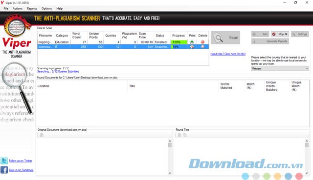 Giao diện phần mềm Viper