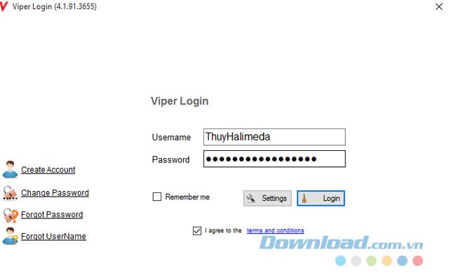Đăng nhập tài khoản Viper