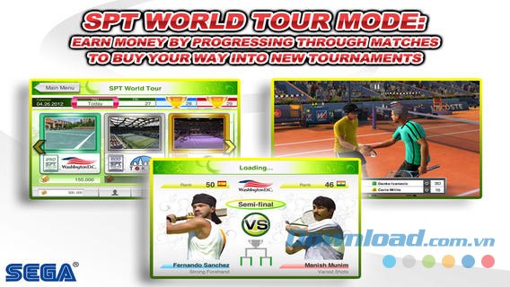 Virtua Tennis Challenge cho iOS để người chơi tham gia vào các giải quần vợt đẳng cấp quốc tế