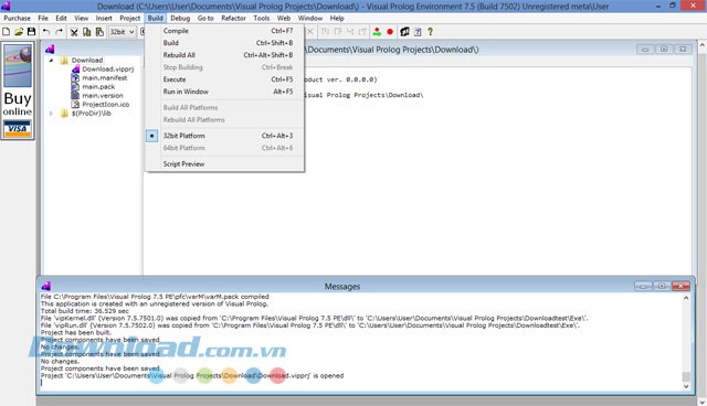 Build ứng dụng được tạo