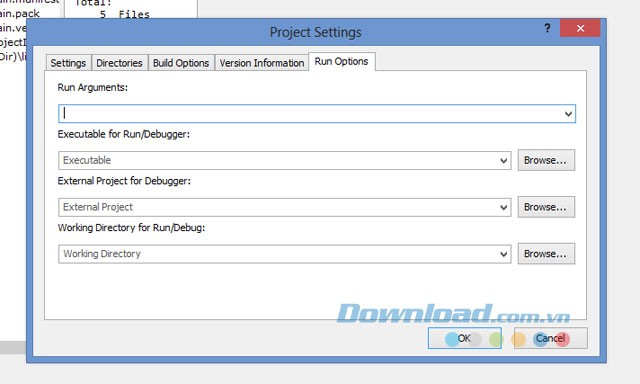 Các lựa chọn chạy ứng dụng