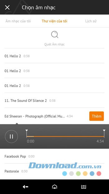 Thêm nhạc vào video trên VivaVideo