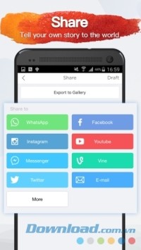 VivaVideo PRO Video Editor HD cho Android tích hợp tính năng chia sẻ