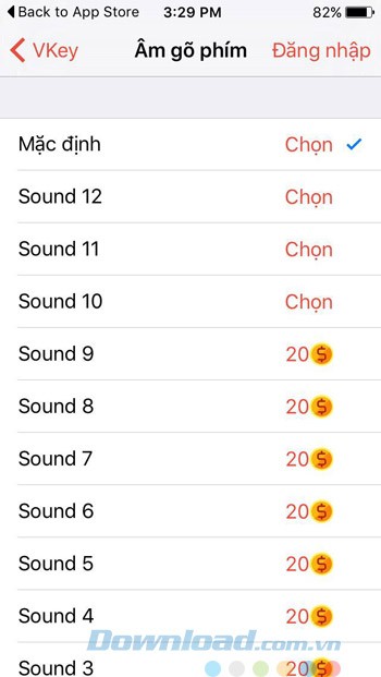 Thay đổi âm gõ phím