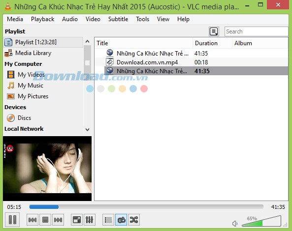 Danh sách nhạc trong VLC