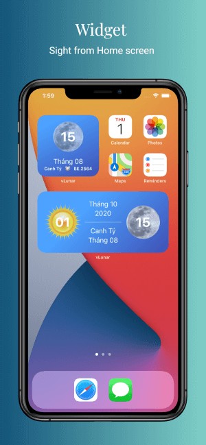 vLunar cho bạn tạo widget lịch trên iPhone